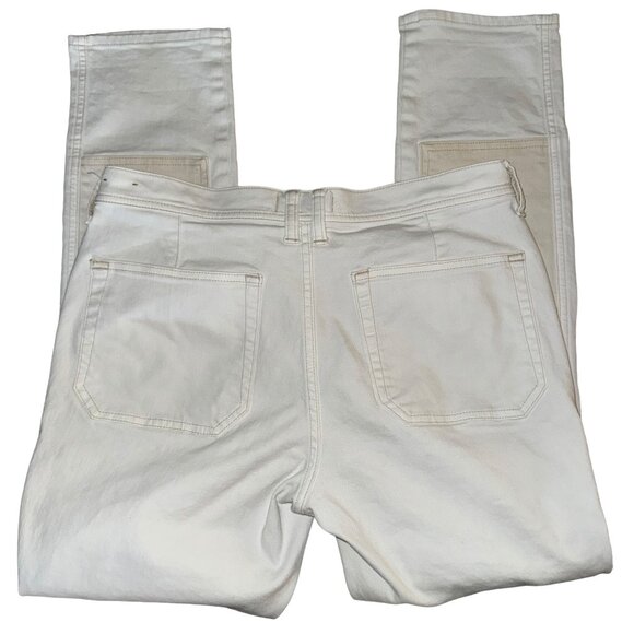 Madewell Slim Mid-RiseBoyfriend Jeans in White with Cream Patches Size 28 - Picture 3 of 11